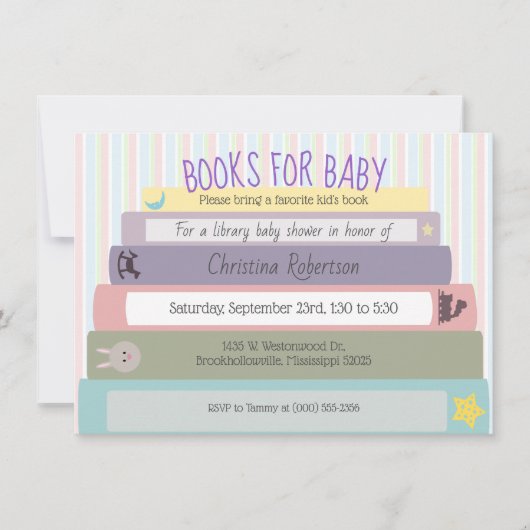 Invitation Des Livres Pour Le Baby shower Des Jeunes Filles (Devant)