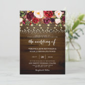 Invitation Des Lumières Rustiques En Bois Mariage Laissent La (Debout devant)