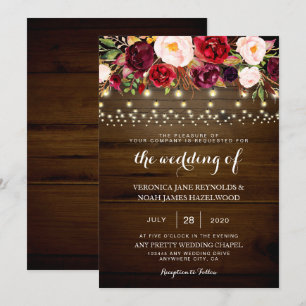 Invitation Des Lumières Rustiques En Bois Mariage Laissent La