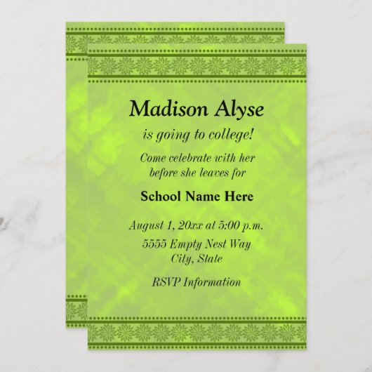 Invitation Des nuances De Vert Floral Design À L'Invitation D (Devant / Derrière)