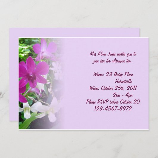 Invitation des orchidées magenta (Devant / Derrière)