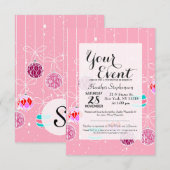 Invitation Des ornements de Noël de Glam Turquoise rose et de (Devant / Derrière)