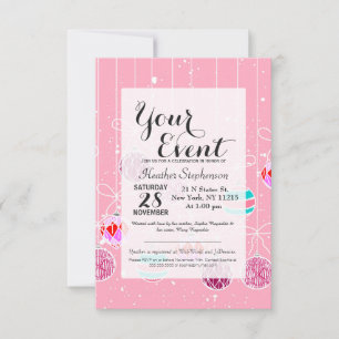 Invitation Des ornements de Noël de Glam Turquoise rose et de