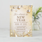 Invitation Des ornements dorés célèbrent la fête du Nouvel An (Debout devant)