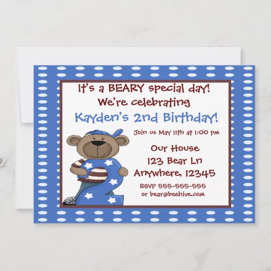 Invitation des ours du 2e anniversaire (Devant)