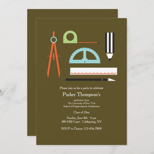 Invitation des outils de l'architecte (Devant / Derrière)