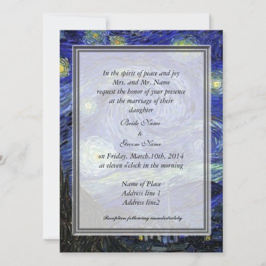 Invitation des parents de la mariée, Nuit étoilée (Devant)