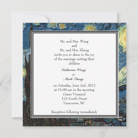 Invitation des parents des mariés, mariage (Devant)