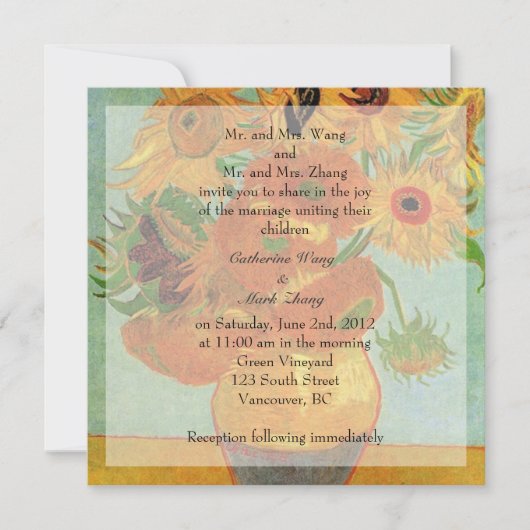 Invitation des parents des mariés, mariage (Devant)