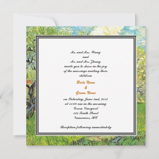 Invitation des parents des mariés, mariage (Devant)