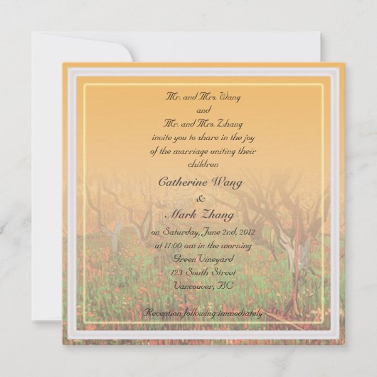 Invitation des parents des mariés, verger (Devant)
