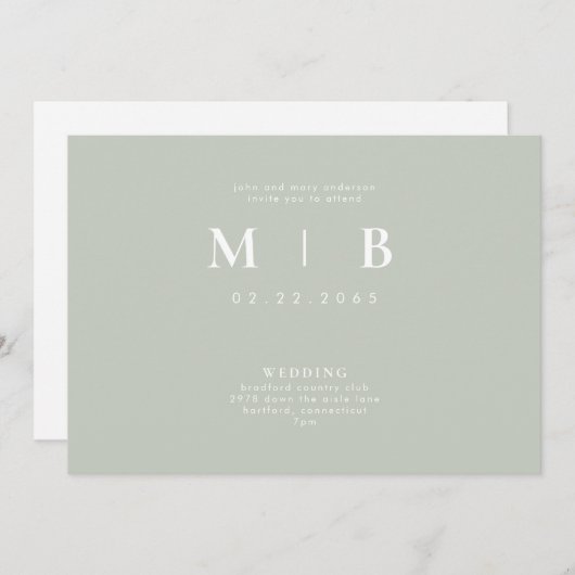 Invitation des parents d'un monogramme simple et é (Devant / Derrière)