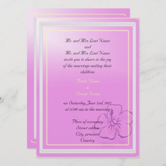 Invitation des parents mariés et mariés (Devant / Derrière)