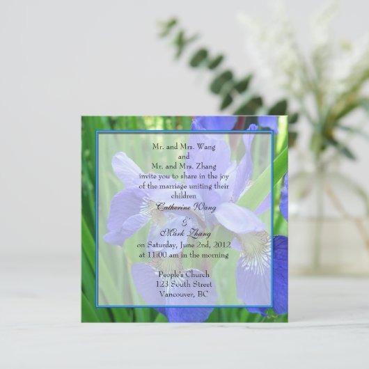 Invitation des parents mariés et mariés, iris bleu (Debout devant)