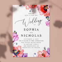 Des pavots. Aquarelle rouge mariage floral + code