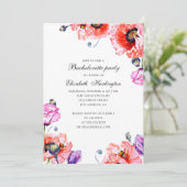 Invitation Des pavots. Fête de bachelortie de fleurs rouges d (Debout devant)