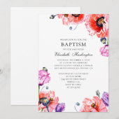 Invitation Des pavots. Fleurs de jardin rouges. Baptême fleur (Devant / Derrière)