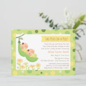 Invitation Des petits pois dormant dans un Baby shower jumeau (Debout devant)