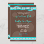 Invitation des Pois Brown Aqua et Chocolat (Devant / Derrière)