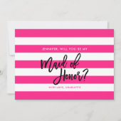 Invitation Des rayures blanches roses vous serez ma femme d'h (Devant)