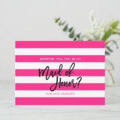 Invitation Des rayures blanches roses vous serez ma femme d'h (Debout devant)
