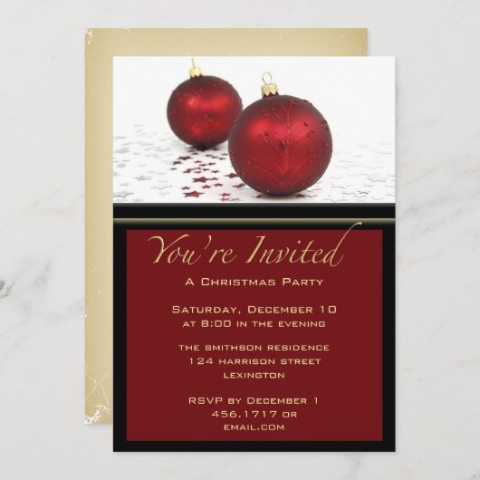 Invitation des Red Baubles de Noël (Devant / Derrière)