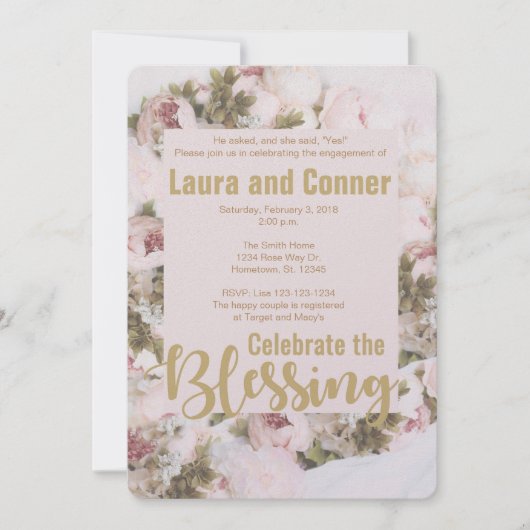 Invitation Des roses - célébrez l'invitation de bénédiction (Devant)