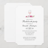 Invitation Des roses roses et du vin. Enterrement de vie de j (Devant / Derrière)