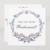 Invitation Des roses roses ont germé.  (Devant / Derrière)