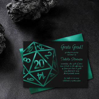 Invitation Dés RPG | Emerald Tabletop Retro Gamer Graduation
