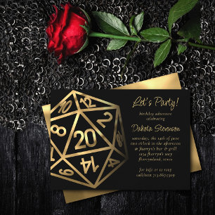 Invitation Dés RPG   Gold Imaginaire Tabletop PnP Gamer Party