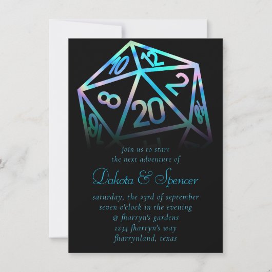 Invitation Dés RPG | Holo Imaginaire Retro Tabletop PnP Gamer (Devant)