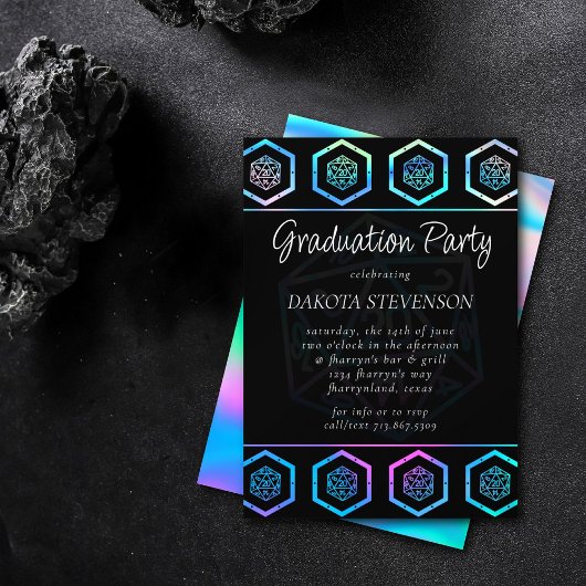 Invitation Dés RPG | Holo Imaginaire Tabletop Gamer Graduatio