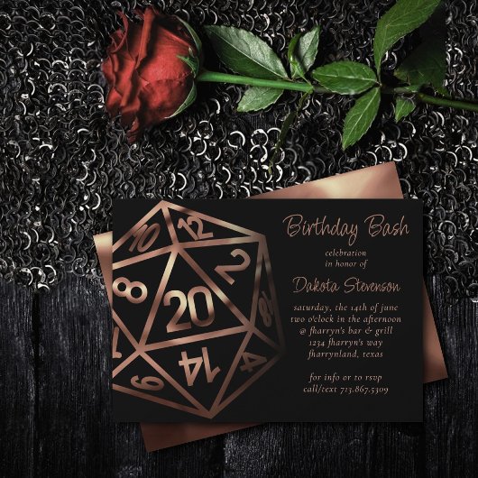 Invitation Dés RPG | Imaginaire cuivre Retro Tabletop PnP Gam