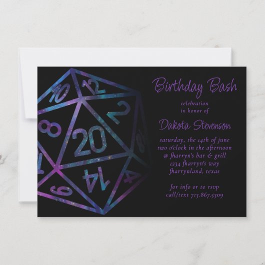 Invitation Dés RPG | Nebula Imaginaire Tabletop PnP Gamer Par (Devant)