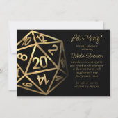 Invitation Dés RPG | Or Parti Fantastique Tablette PnP Joueur (Devant)