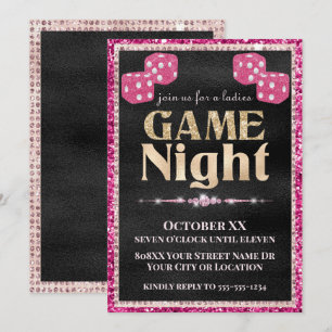 Invitation Dés scintillants roses pour soirée entre dames or