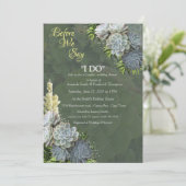 Invitation Des teintes succulentes de bleus pâles et de Feuil (Debout devant)