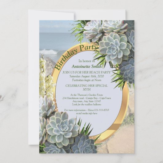 Invitation Des teintes succulentes de blues pâles Anniversair (Devant)