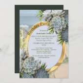 Invitation Des teintes succulentes de blues pâles Anniversair (Devant / Derrière)