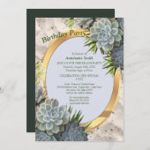 Invitation Des teintes succulentes de blues pâles Anniversair (Devant / Derrière)