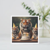 Invitation Des tigres fêtent leur anniversaire en photo de ti (Debout devant)