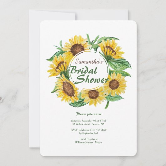 Invitation des tournesols jaunes (Devant)