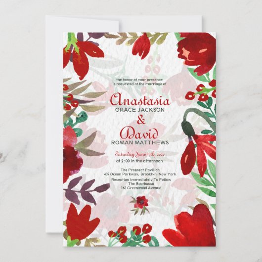 Invitation des tulipes d'aquarelle rouge (Devant)