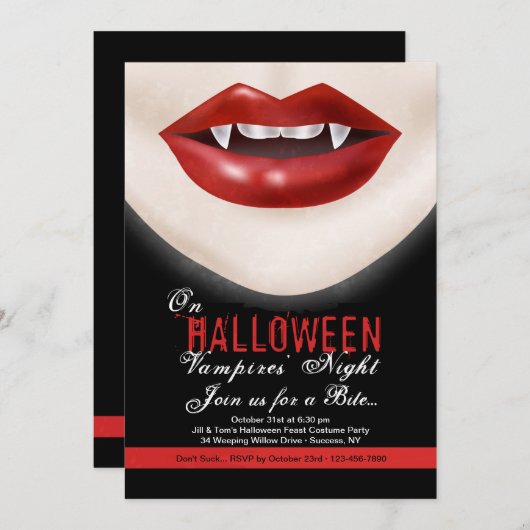 Invitation des vampires d'Halloween (Devant / Derrière)