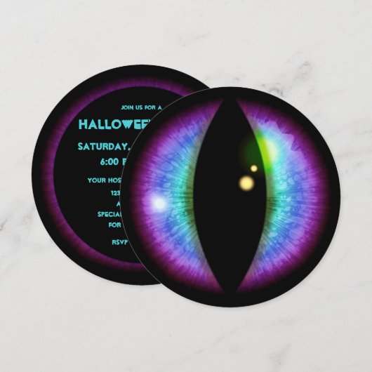 Invitation des yeux de dragons bleus et violets (Devant / Derrière)