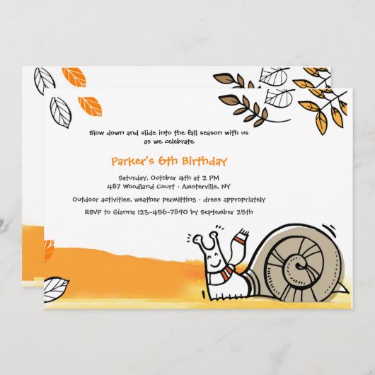 Invitation d'escargot d'automne (Devant / Derrière)