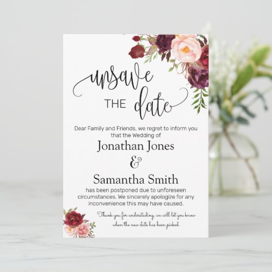 Invitation Désenregistrer les dates mariage date changer mars (Debout devant)