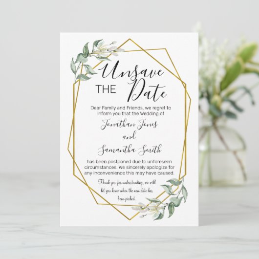 Invitation Désenregistrer les dates mariage date changer vert (Debout devant)