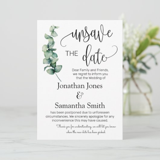 Invitation Désenregistrer les dates mariage date changer vert (Debout devant)